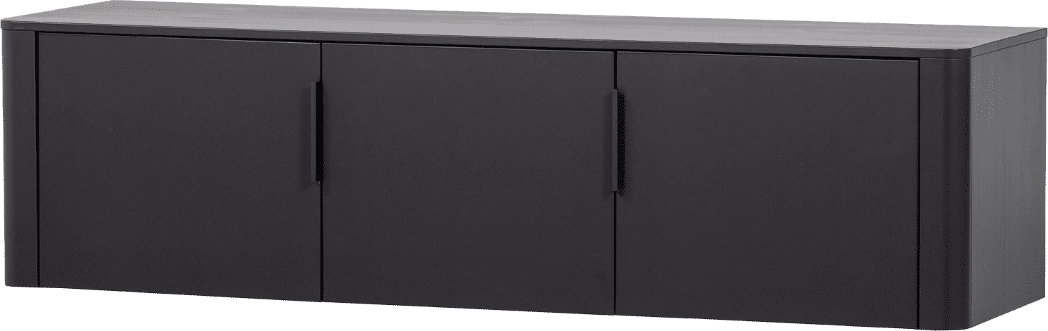 WOOOD Gunnar tv meubel 154cm grenen matzwart Matzwart Tv-meubel|Tv-dressoir