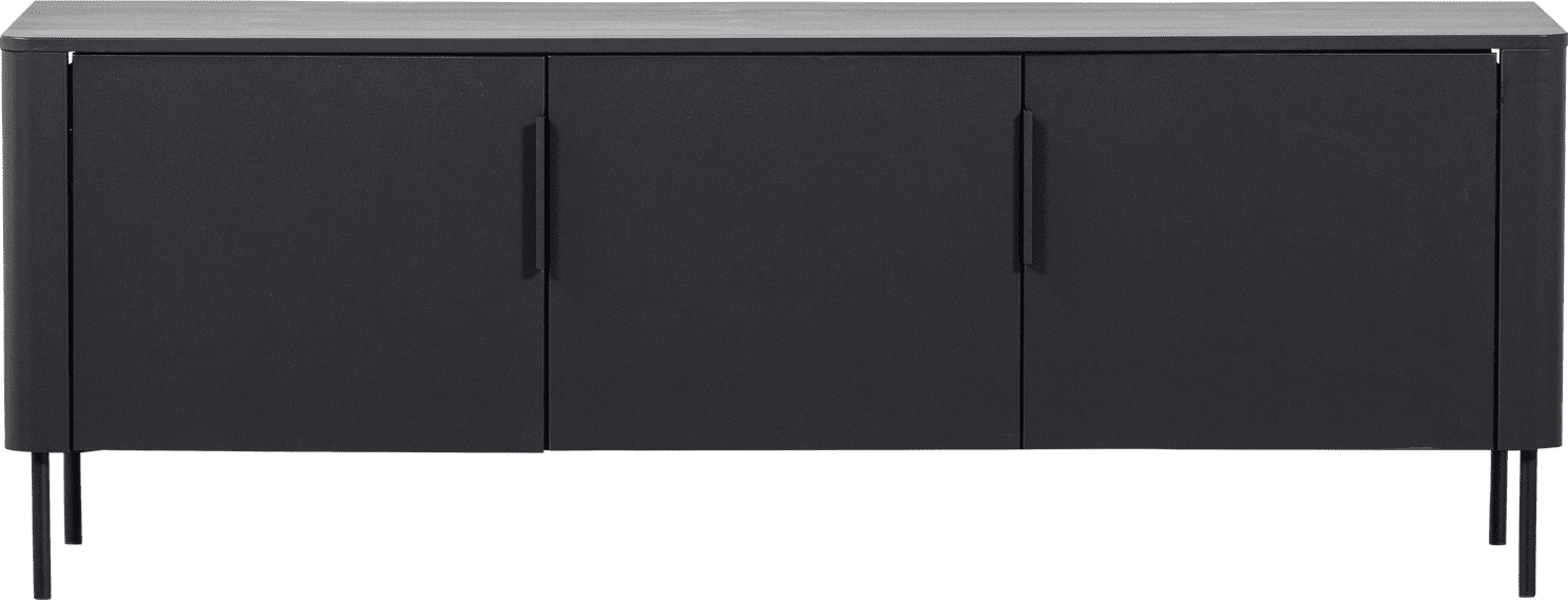WOOOD Gunnar tv meubel 154cm grenen matzwart Matzwart Tv-meubel|Tv-dressoir
