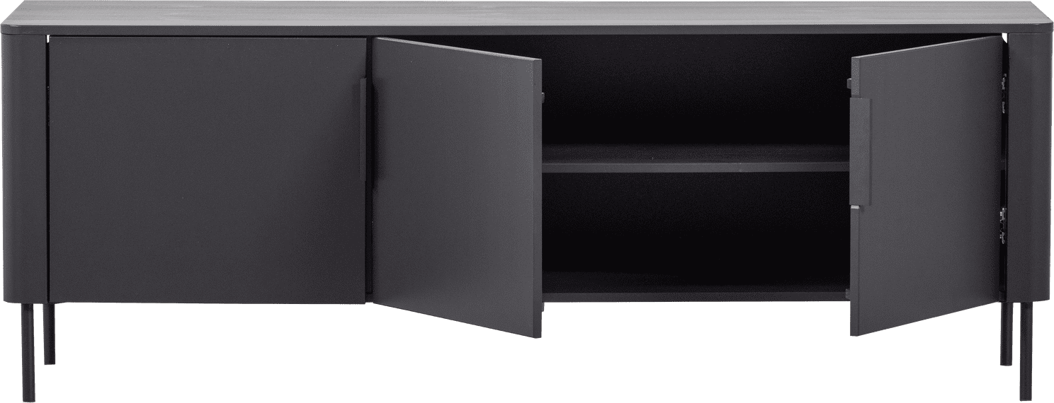 WOOOD Gunnar tv meubel 154cm grenen matzwart Matzwart Tv-meubel|Tv-dressoir