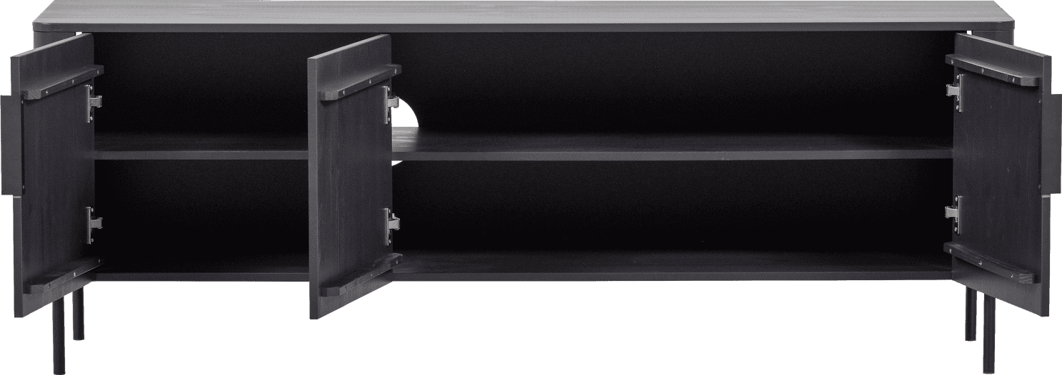 WOOOD Gunnar tv meubel 154cm grenen matzwart Matzwart Tv-meubel|Tv-dressoir