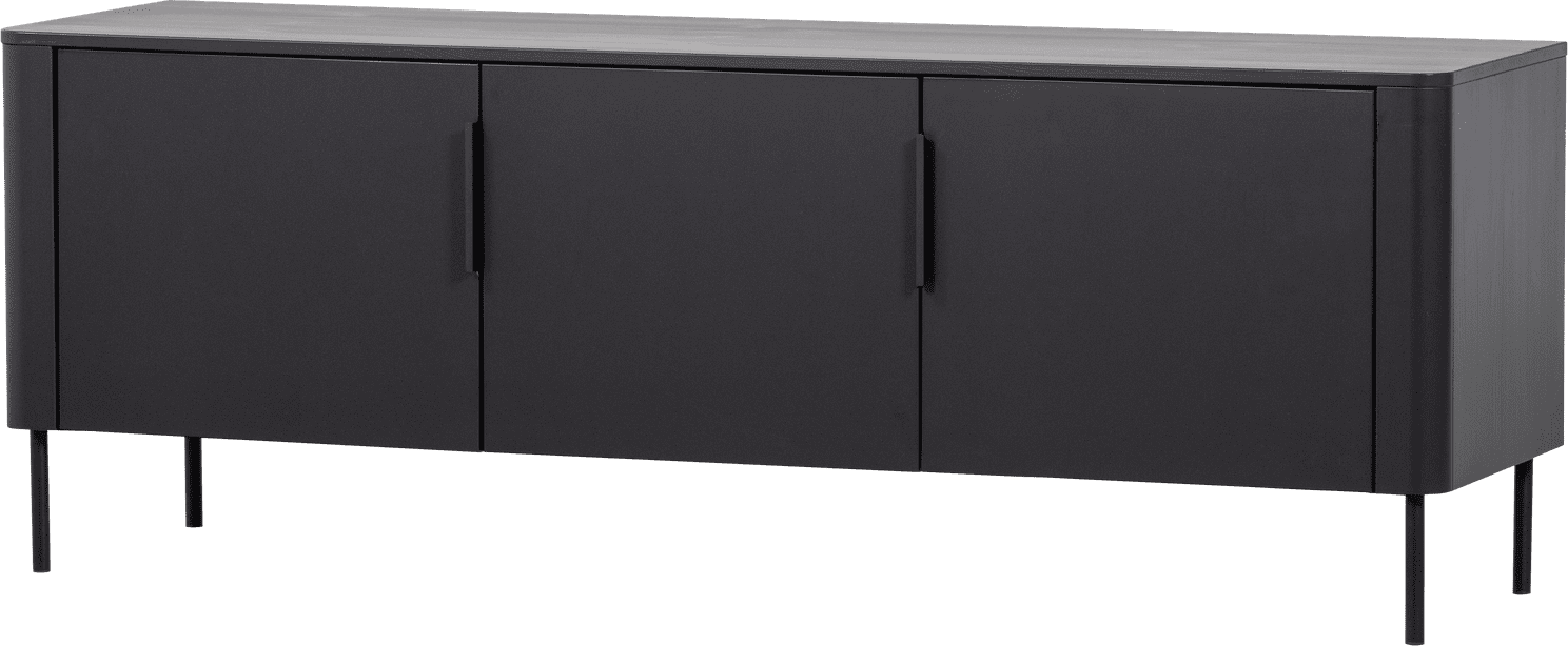 WOOOD Gunnar tv meubel 154cm grenen matzwart Matzwart Tv-meubel|Tv-dressoir