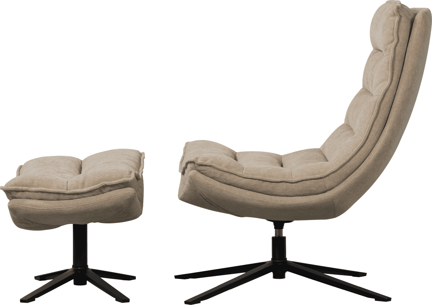 WOOOD Kube draaifauteuil met hocker naturel Naturel Draaifauteuil