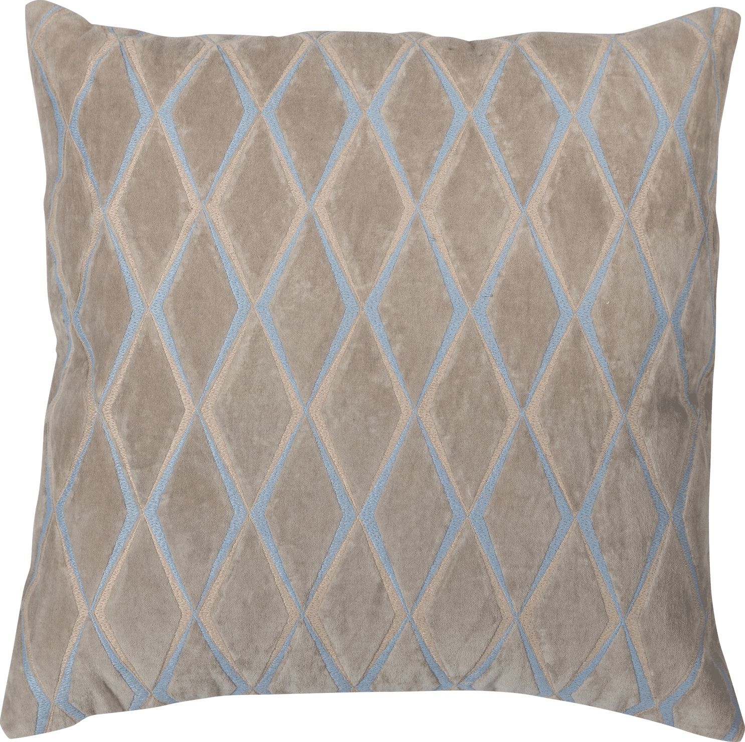 WOOOD Laon kussens velvet naturel/blauw - set van 3 Naturel Sierkussen