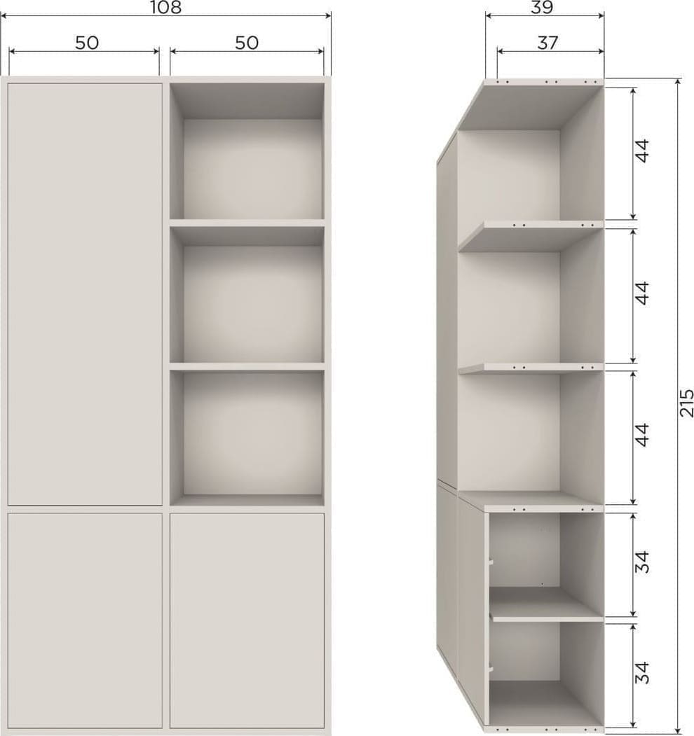 WOOOD Meggy opbergkast links 108cm grenen dust Paars Bergkast|Kast
