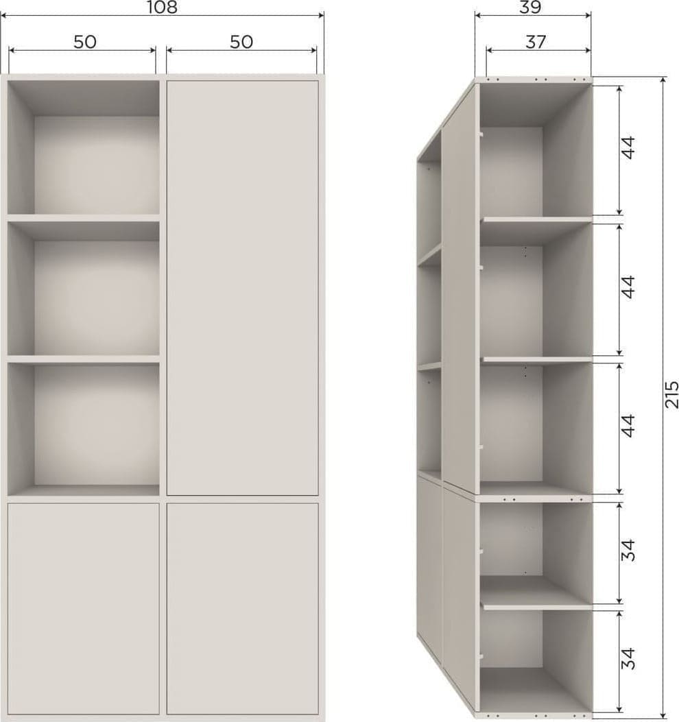 WOOOD Meggy opbergkast rechts 108cm grenen dust Paars Bergkast|Kast