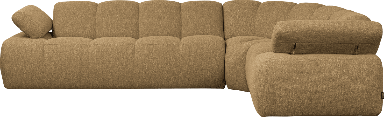 WOOOD Mojo hoekbank rechts boucle geel/bruin melange Geel/bruin melange Hoekbank