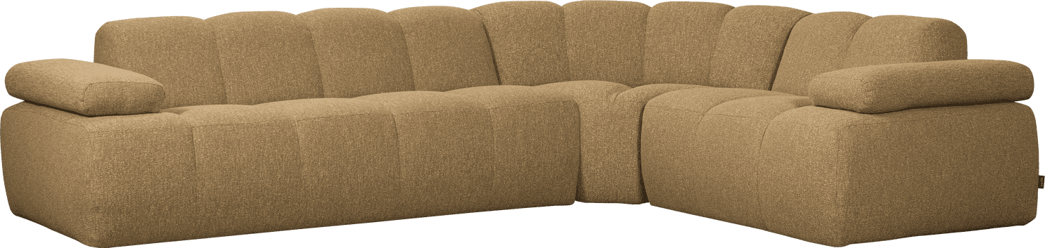 WOOOD Mojo hoekbank rechts boucle geel/bruin melange Geel/bruin melange Hoekbank