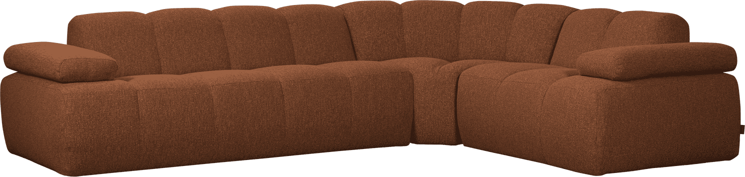 WOOOD Mojo hoekbank rechts boucle roestbruin melange Roestbruin melange Hoekbank