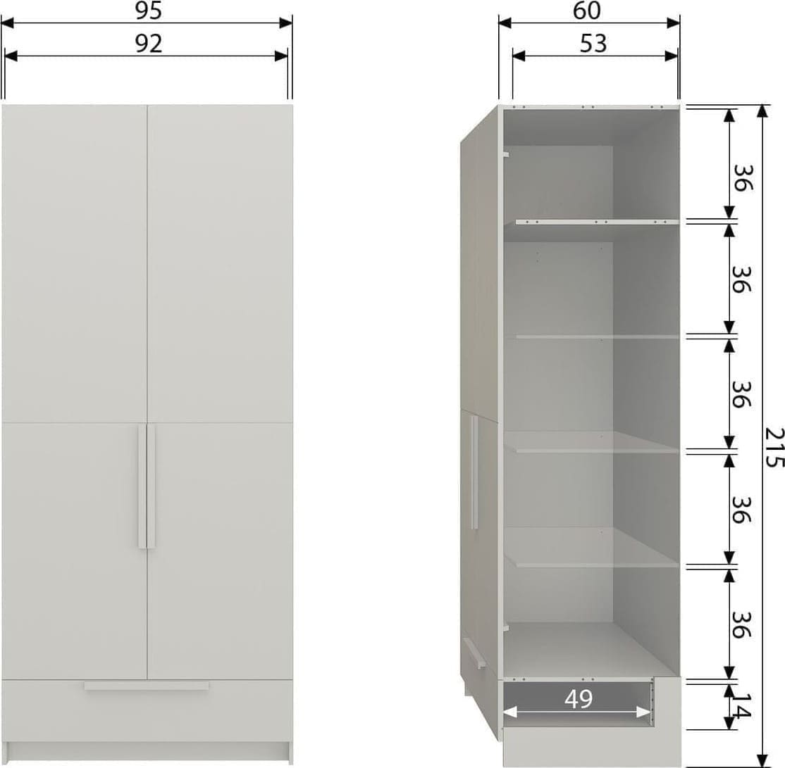 WOOOD Pure 2-deurs hangkast - splitdeur grenen dust Paars Linnenkast