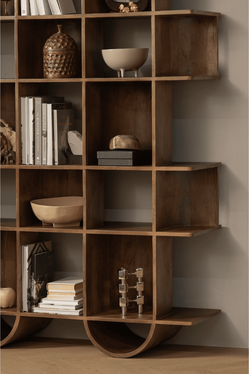 WOOOD Sinne boekenkast hout walnoot 180x130cm Naturel Boekenkast|Kast