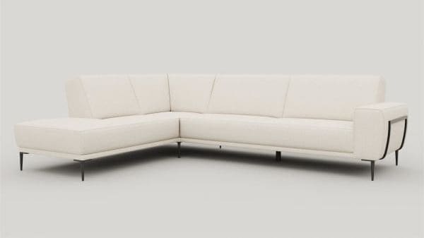 Xooon Puglia ottomane small links+hoek+2.5-zitsbank arm rechts - arm a - poot 19 cm. + design-frame + pocket - vada Beige|Wit Bank