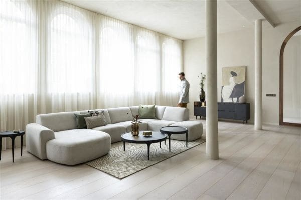 Xooon Tineo loungebank links - kiezel Grijs|Wit Bank