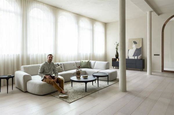 Xooon Tineo loungebank links - kiezel Grijs|Wit Bank