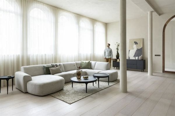 Xooon Tineo loungebank links - kiezel Grijs|Wit Bank