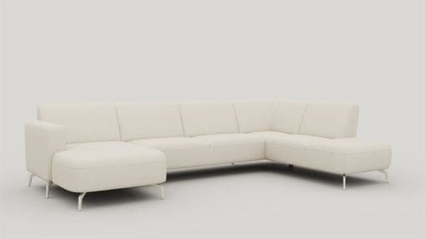 Xooon Twist longchair arm links+2.5-zitsbank zonder armen+ottomane big rechts - poot 16 cm. silk grey+pocket Grijs|Wit Bank