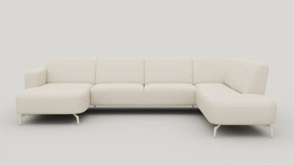 Xooon Twist longchair arm links+2.5-zitsbank zonder armen+ottomane big rechts - poot 16 cm. silk grey+pocket Grijs|Wit Bank