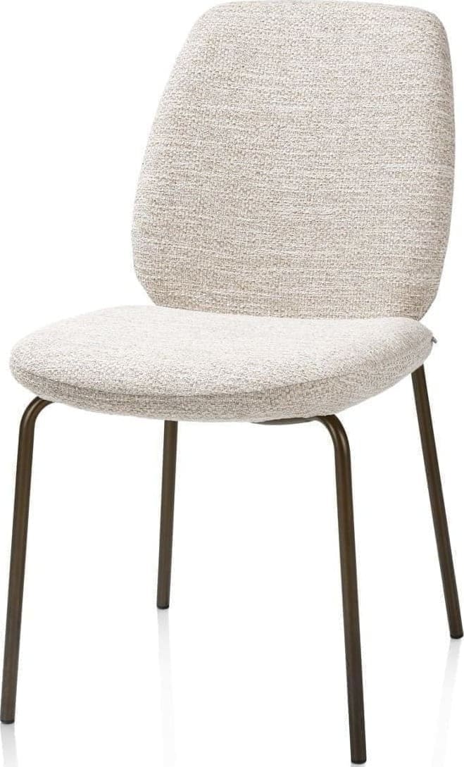 Xooon Fae eetkamerstoel - 4-pootjes steelbrown - stof Bellini - creme Beige|Wit Eetkamerstoel