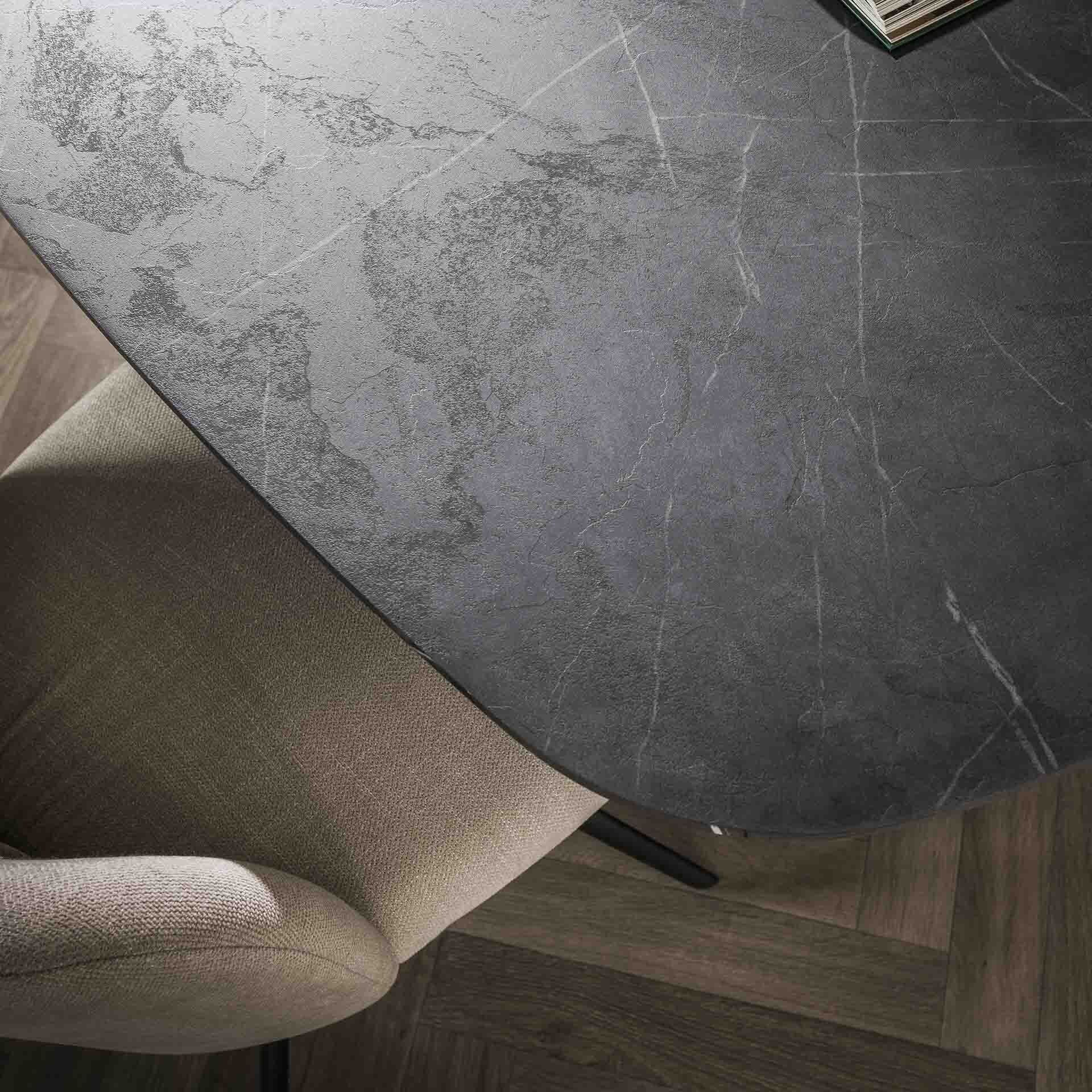 Eetkamertafel 180 Deens Ovaal - 3d Melamine Graphite Bullcraft Eettafel 5647/64