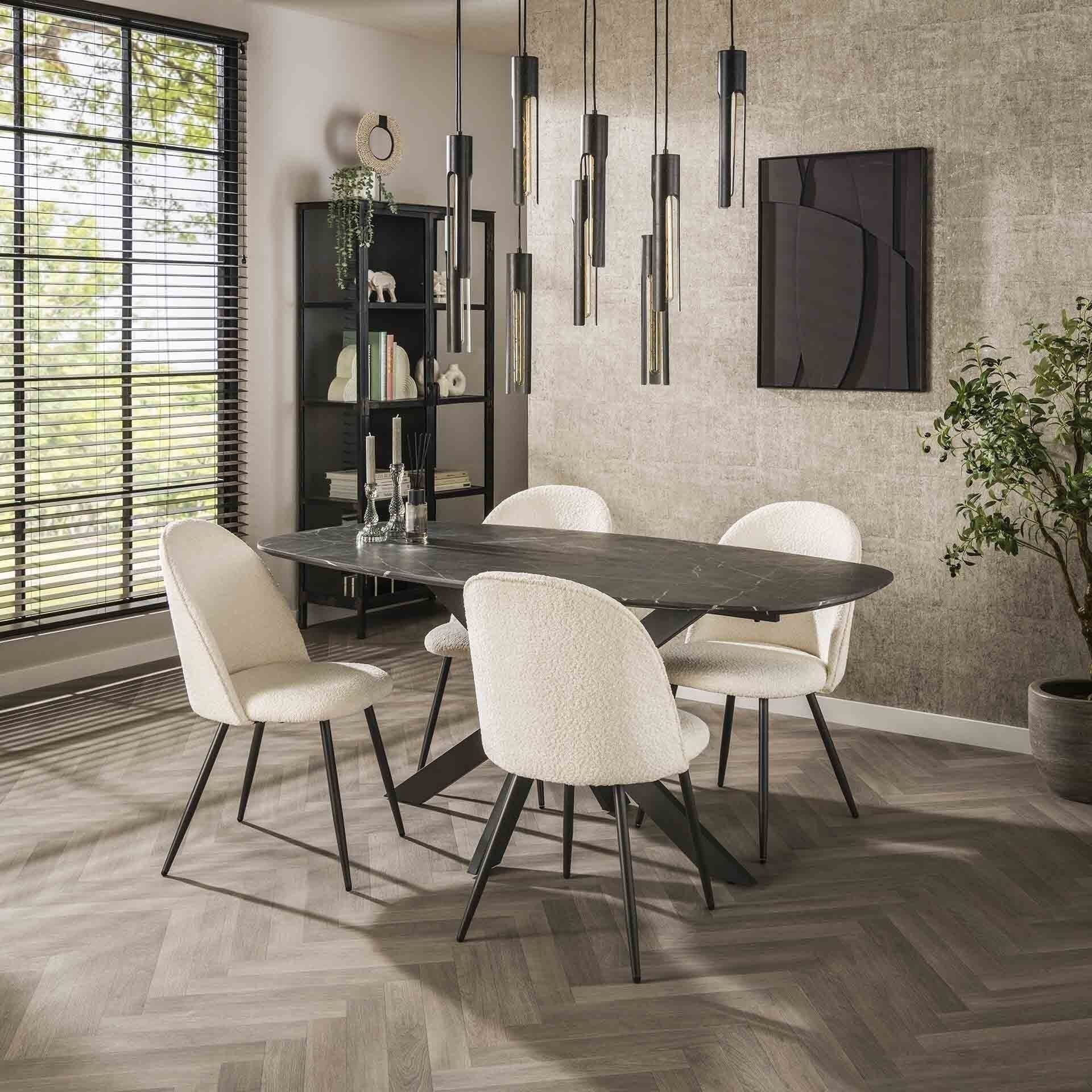 Eetkamertafel 180 Deens Ovaal - 3d Melamine Graphite Bullcraft Eettafel 5647/64