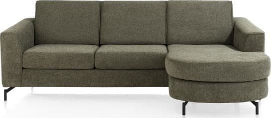 Henders & Hazel Alcona 3-zitsbank inclusief longchair rond - rechts (2-armen) - Vada mosgroen Bank