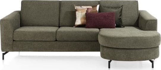 Henders & Hazel Alcona 3-zitsbank inclusief longchair rond - rechts (2-armen) - Vada mosgroen Bank