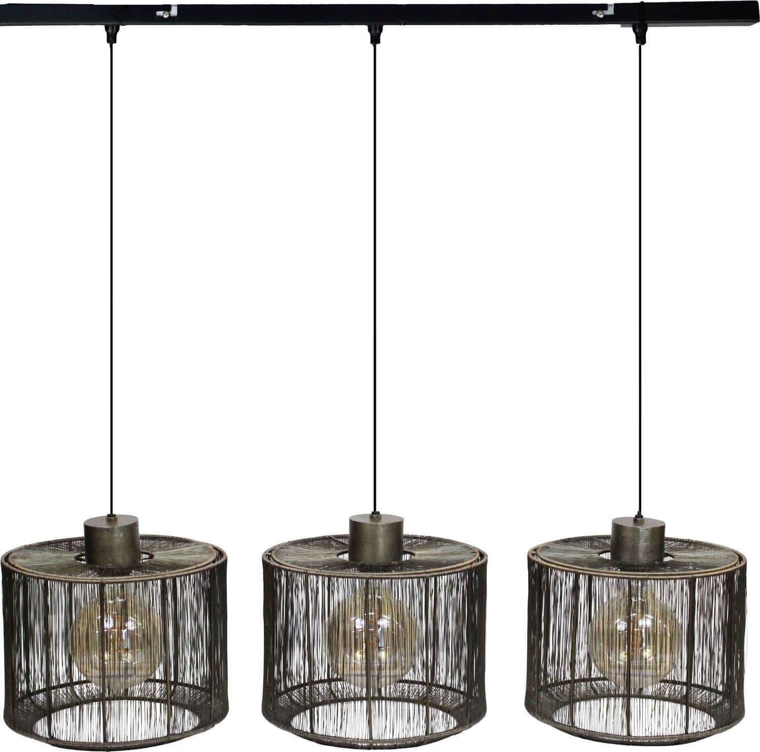 Profijt Meubel Hanglamp Bincerro donkerbrons metaal 3-lichts Brons Hanglamp