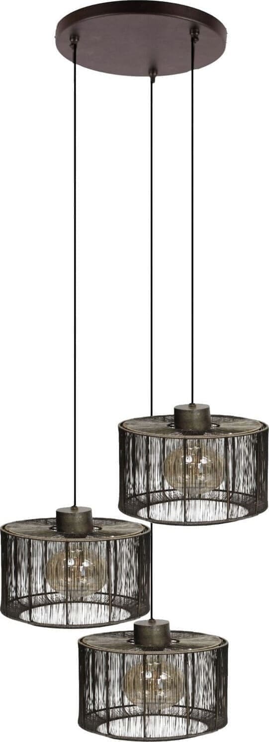 Profijt Meubel Hanglamp Bincerro donkerbrons metaal 3-lichts cluster Brons Hanglamp