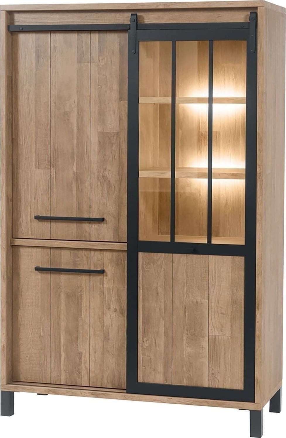 Profijt Meubel Opbergkast Alva 188x122x50 cm old teak met verlichting Bruin|Naturel Kast|Bergkast