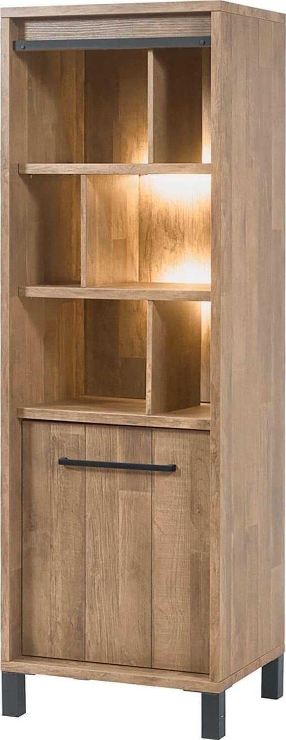 Profijt Meubel Opbergkast Alva 188x63x50 cm old teak met verlichting Bruin|Naturel Kast|Bergkast