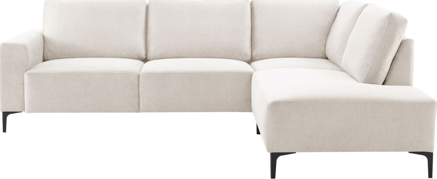 Pronto Wonen Hoekbank rechts Fabria beige basic comfort Beige|Wit Bank