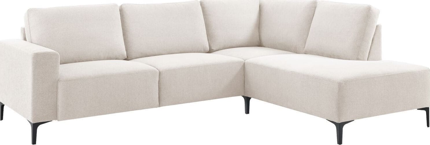 Pronto Wonen Hoekbank rechts Fabria beige basic comfort Beige|Wit Bank
