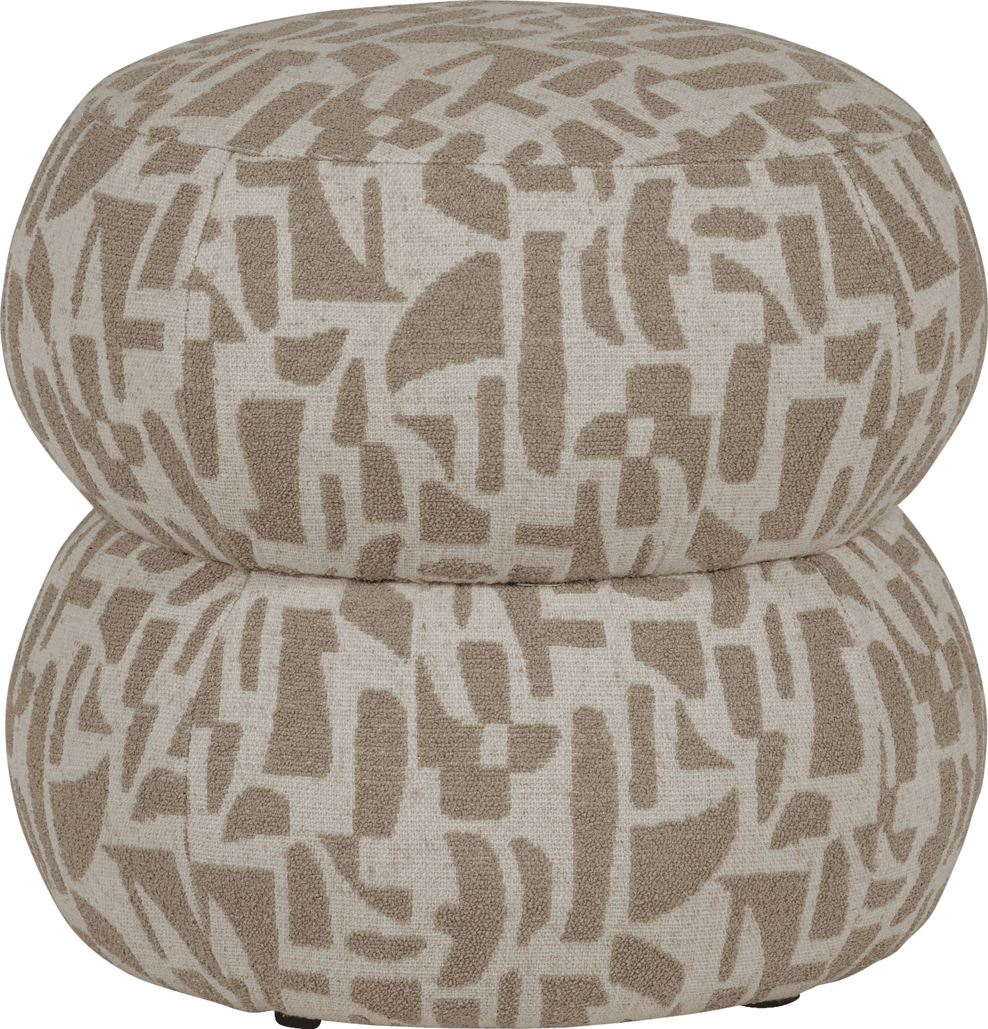 WOOOD Anic poef met grafisch patroon zand Bruin|Beige Poef