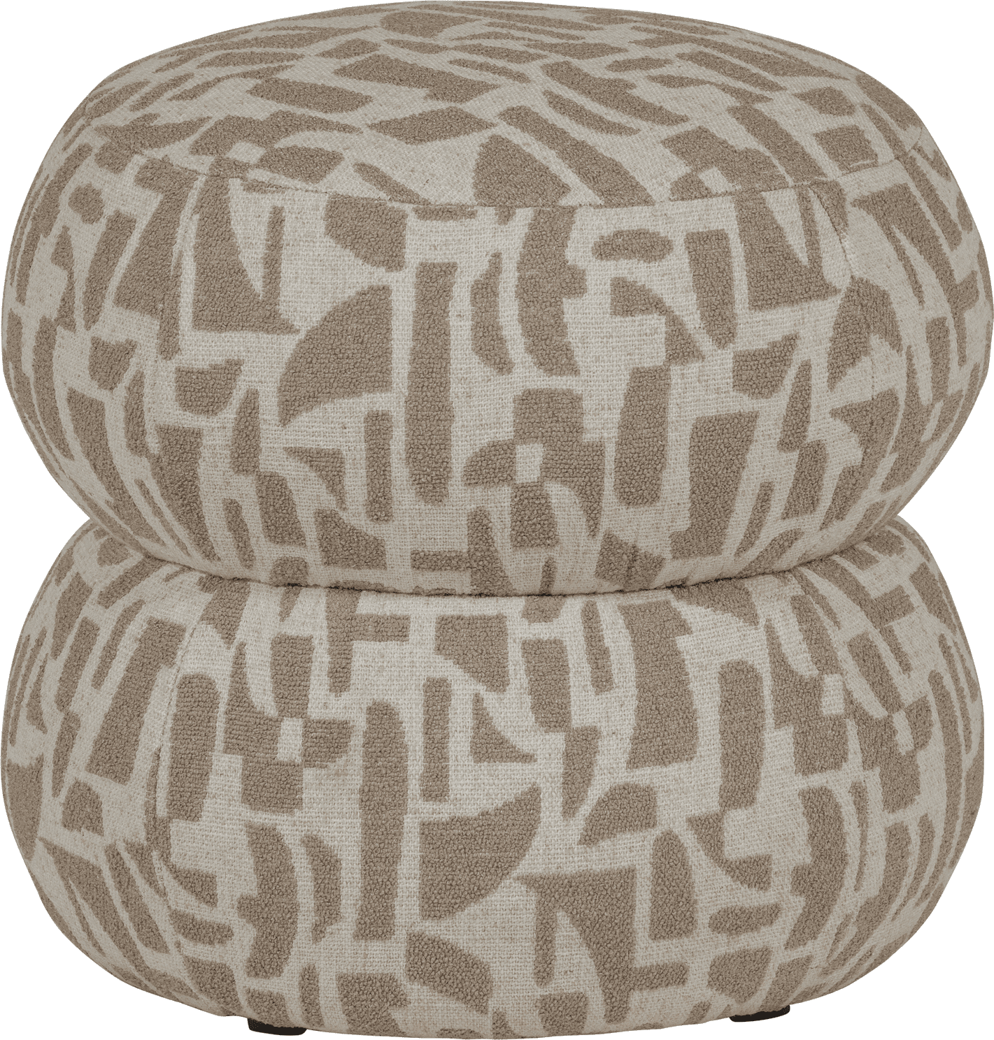 WOOOD Anic poef met grafisch patroon zand Bruin|Beige Poef
