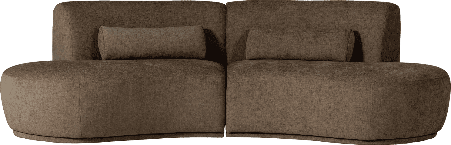 WOOOD Batavier half ronde 4-zitsbank velvet melange bruin Bruin melange 4-zitsbank