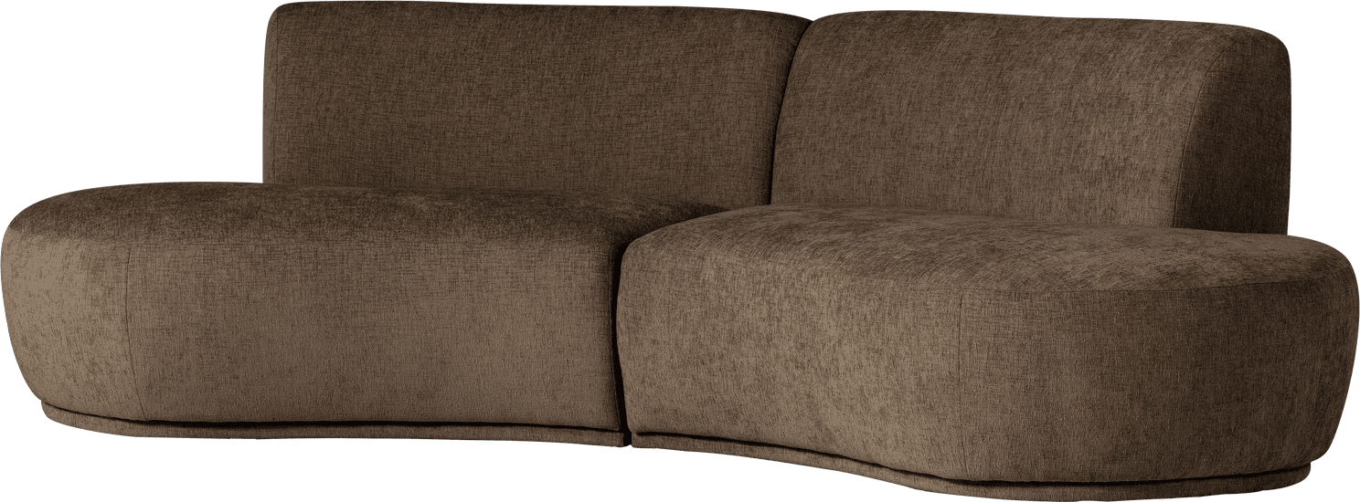 WOOOD Batavier half ronde 4-zitsbank velvet melange bruin Bruin melange 4-zitsbank