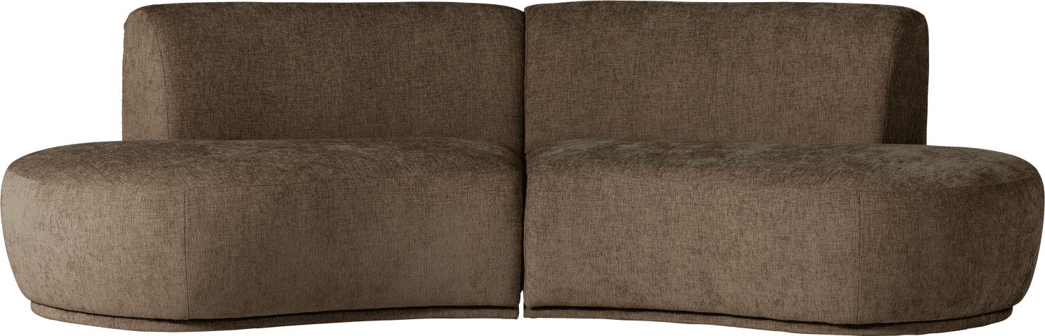 WOOOD Batavier half ronde 4-zitsbank velvet melange bruin Bruin melange 4-zitsbank
