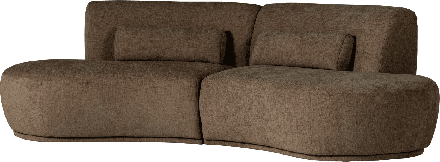 WOOOD Batavier half ronde 4-zitsbank velvet melange bruin Bruin melange 4-zitsbank