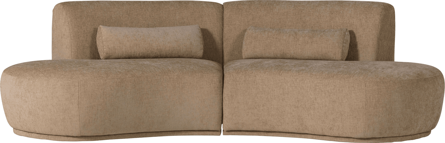 WOOOD Batavier half ronde 4-zitsbank velvet melange lichtbruin Lichtbruin melange 4-zitsbank