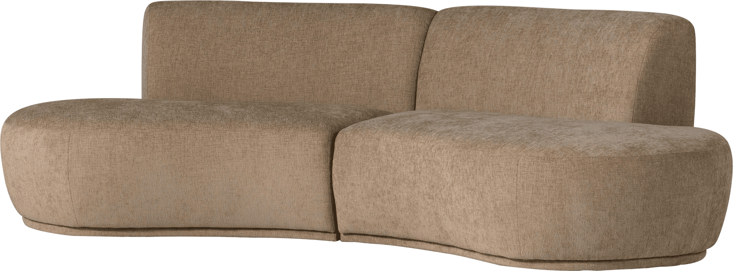 WOOOD Batavier half ronde 4-zitsbank velvet melange lichtbruin Lichtbruin melange 4-zitsbank