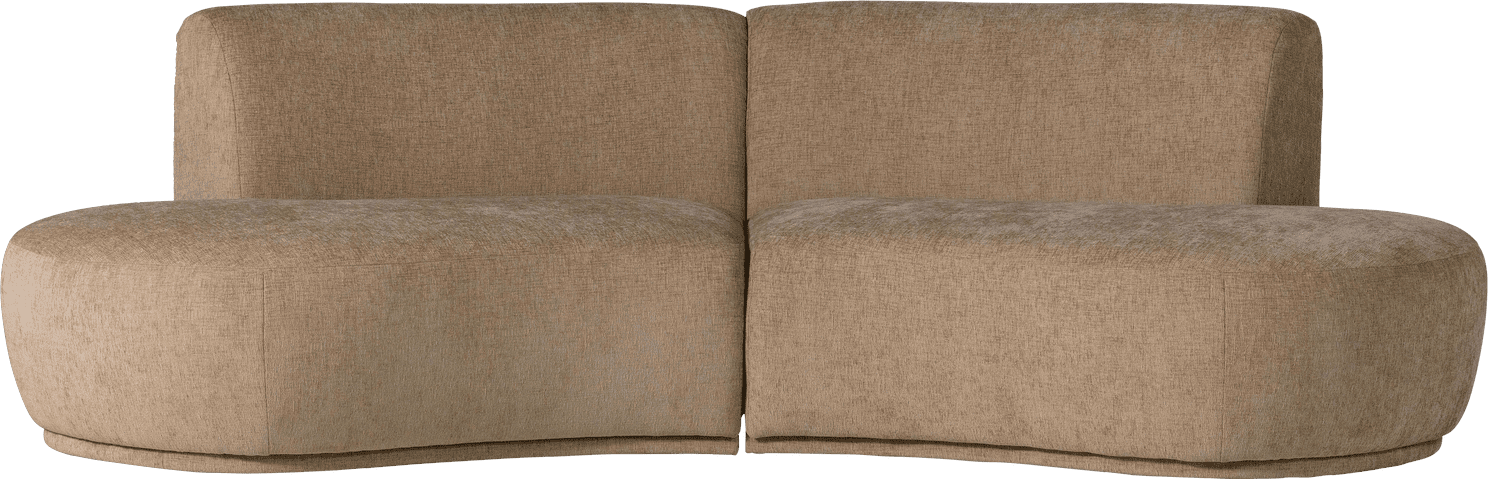 WOOOD Batavier half ronde 4-zitsbank velvet melange lichtbruin Lichtbruin melange 4-zitsbank