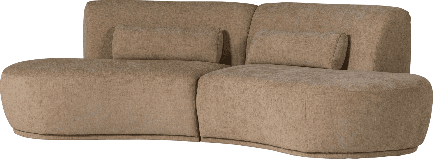 WOOOD Batavier half ronde 4-zitsbank velvet melange lichtbruin Lichtbruin melange 4-zitsbank