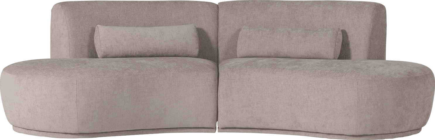 WOOOD Batavier half ronde 4-zitsbank velvet melange zand Bruin|Beige 4-zitsbank