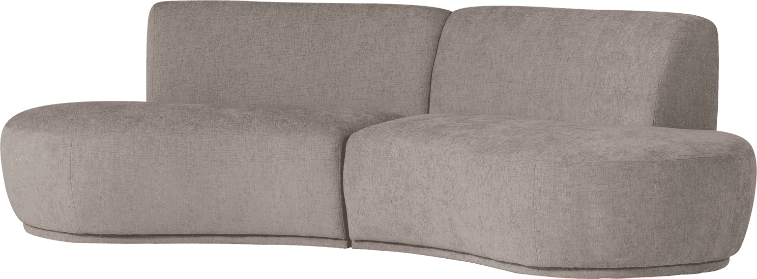 WOOOD Batavier half ronde 4-zitsbank velvet melange zand Bruin|Beige 4-zitsbank