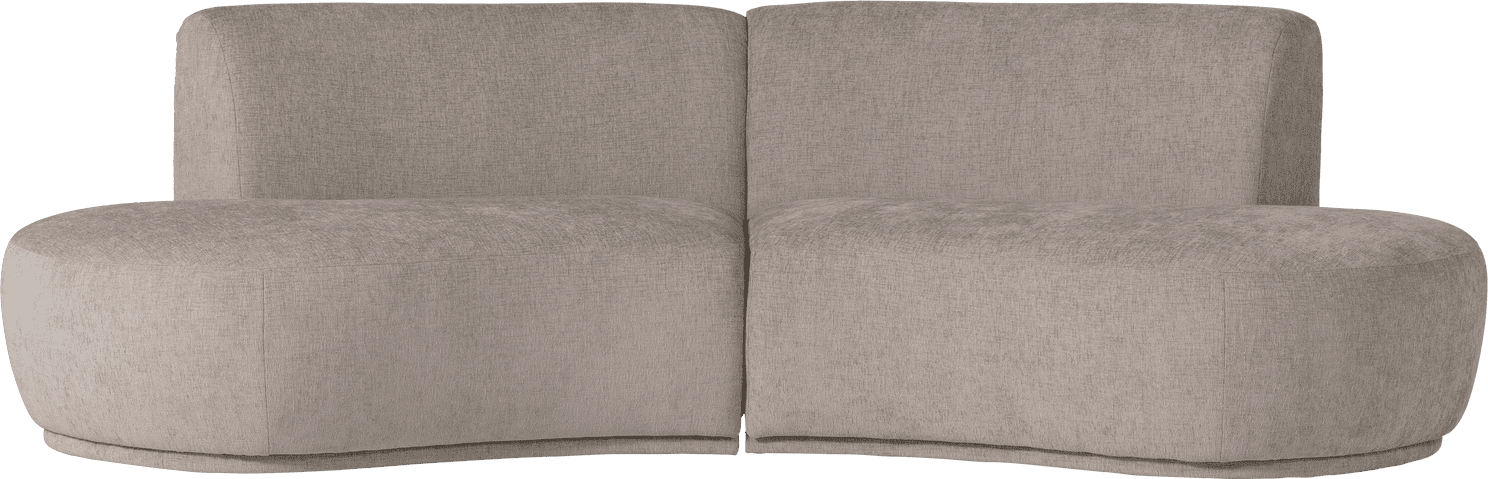 WOOOD Batavier half ronde 4-zitsbank velvet melange zand Bruin|Beige 4-zitsbank