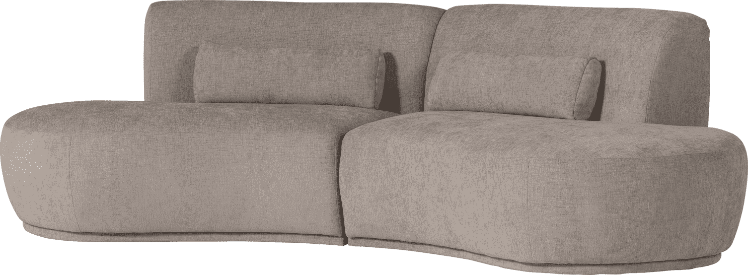 WOOOD Batavier half ronde 4-zitsbank velvet melange zand Bruin|Beige 4-zitsbank