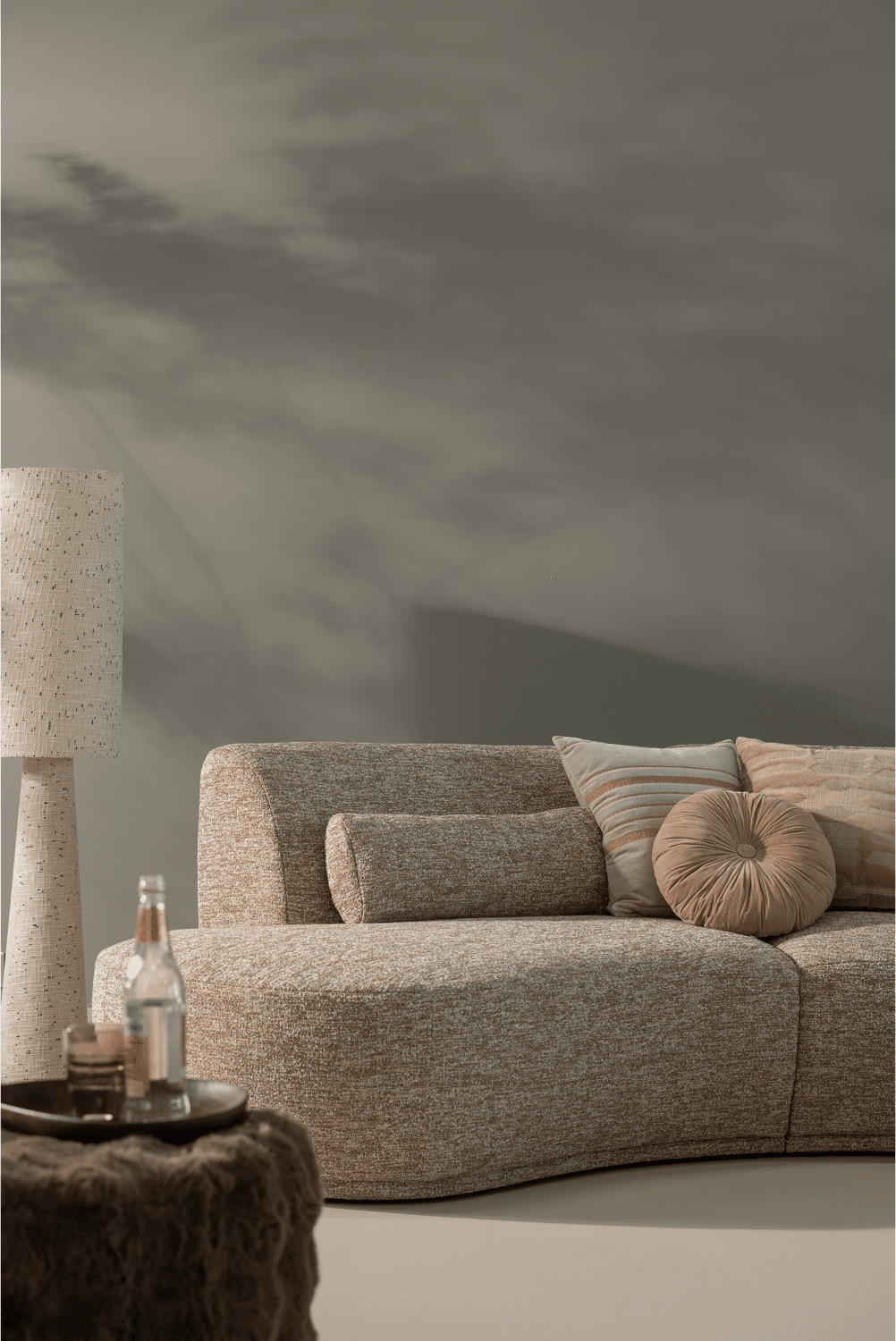 WOOOD Batavier half ronde 6-zitsbank zand melange Bruin|Beige