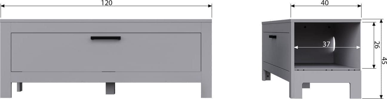 WOOOD Bonk tv meubel grenen mist Wit Tv-meubel|Tv-dressoir