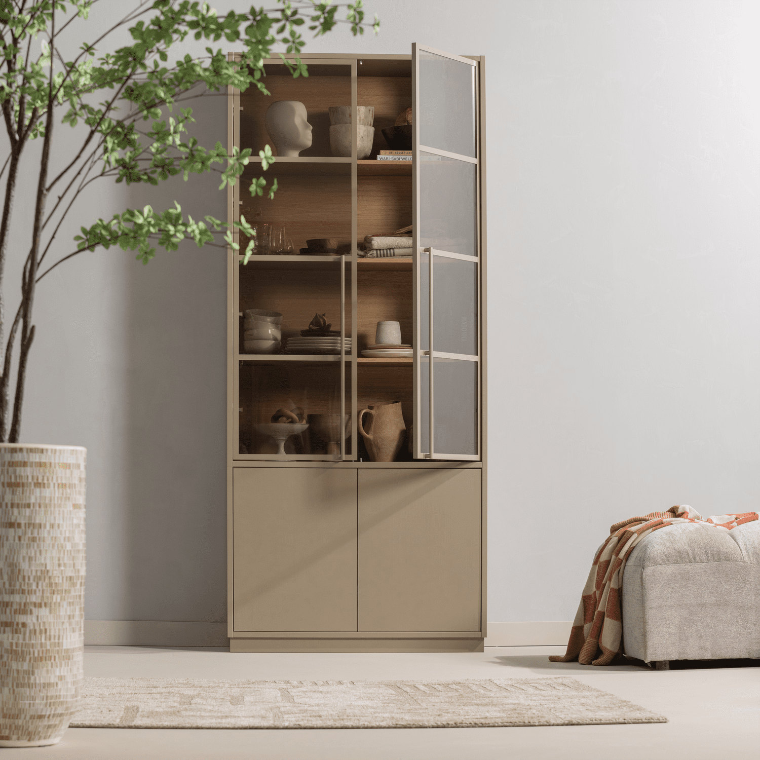 WOOOD Casa buffetkast grenen mud Bruin|Taupe Buffetkast|Kast