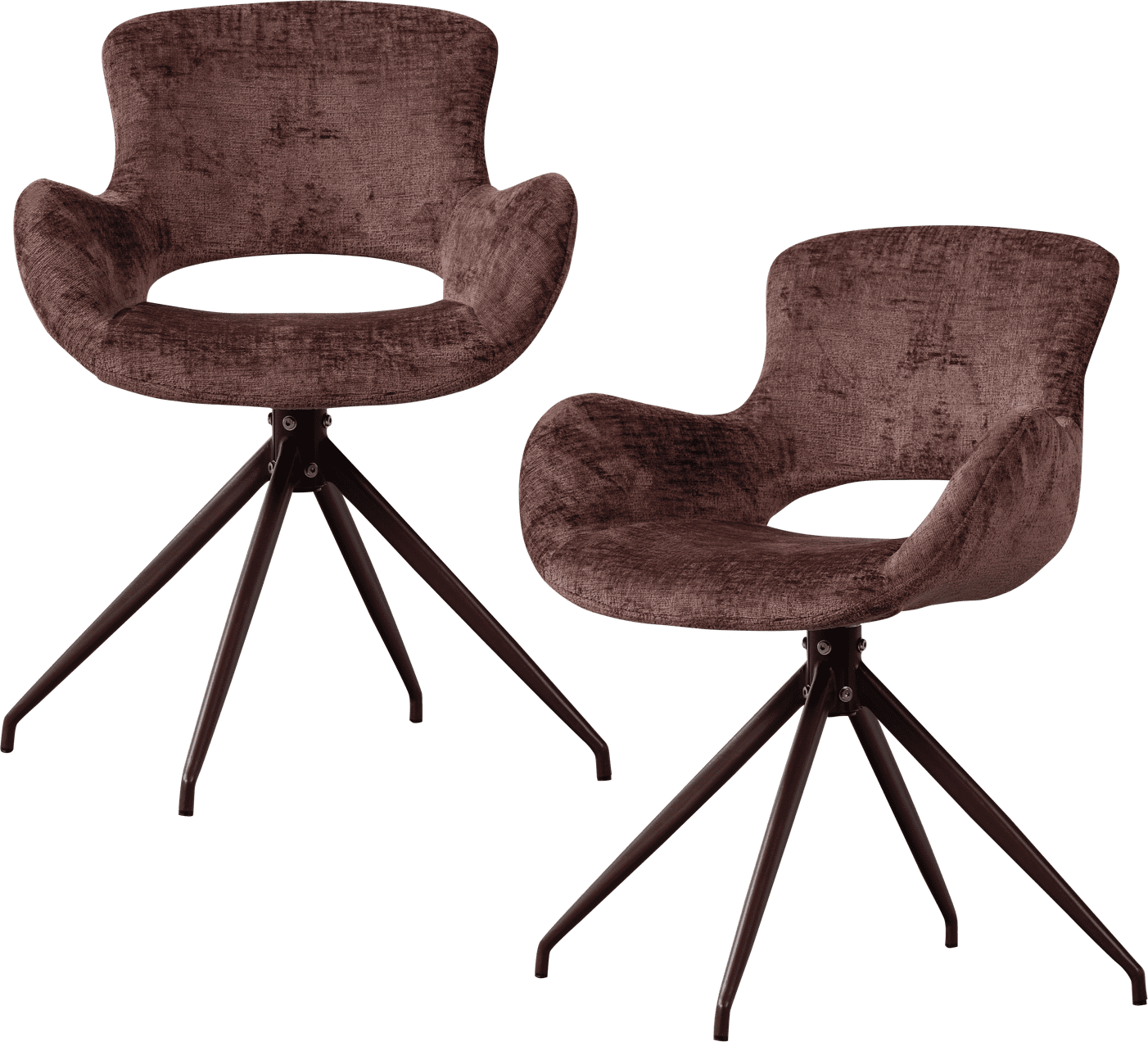 WOOOD Eliva eetkamerstoel structure velvet paars - set van 2 Paars Eetkamerstoel