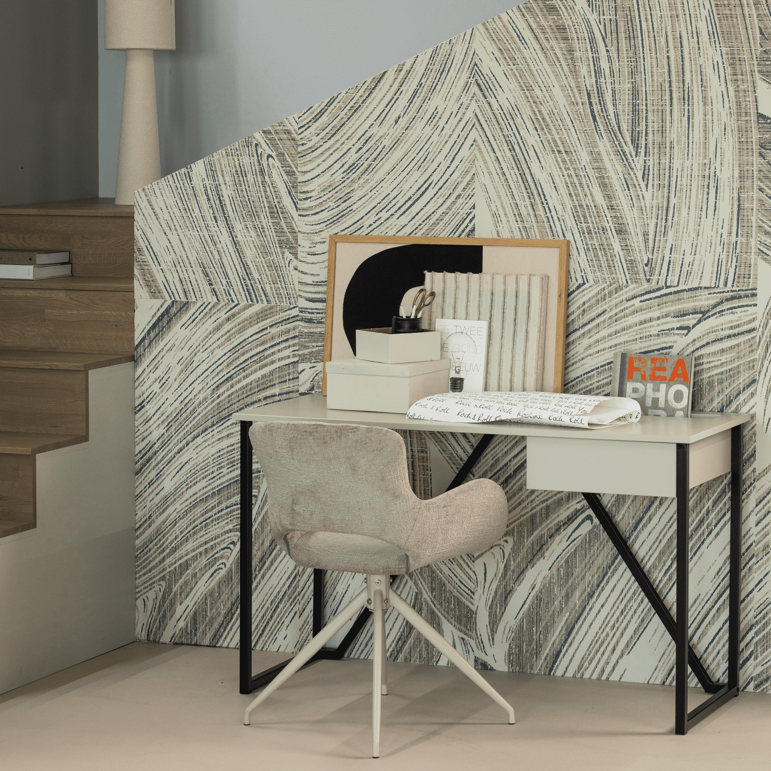 WOOOD Eliva eetkamerstoel structure velvet zand - set van 2 Bruin|Beige Eetkamerstoel